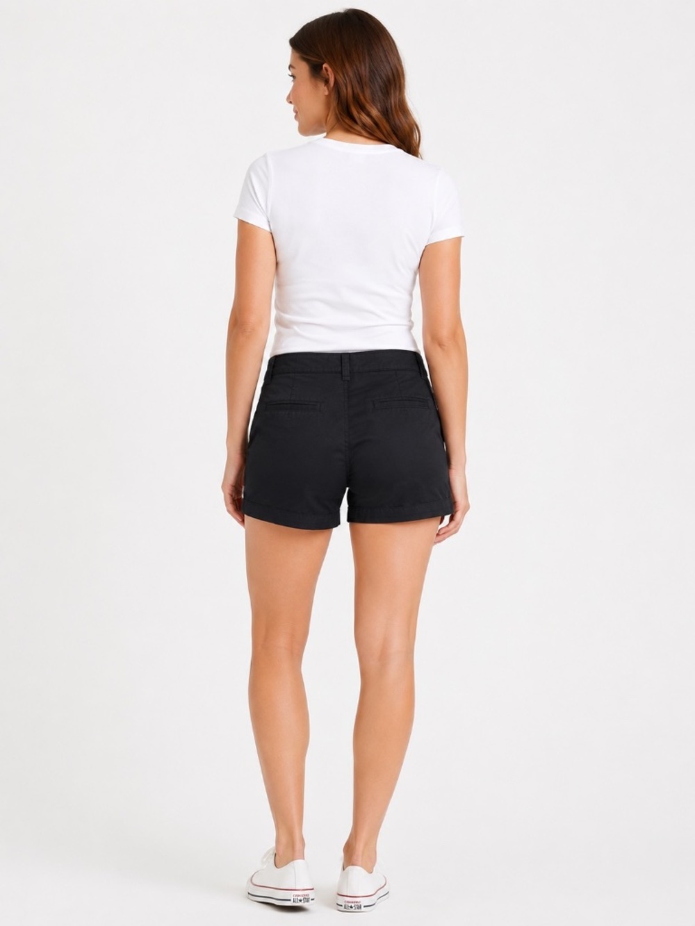 Gap Downtown Khaki Shorts Women’s 4 Petite Black Mid Rise Chino - Picture 4 of 9